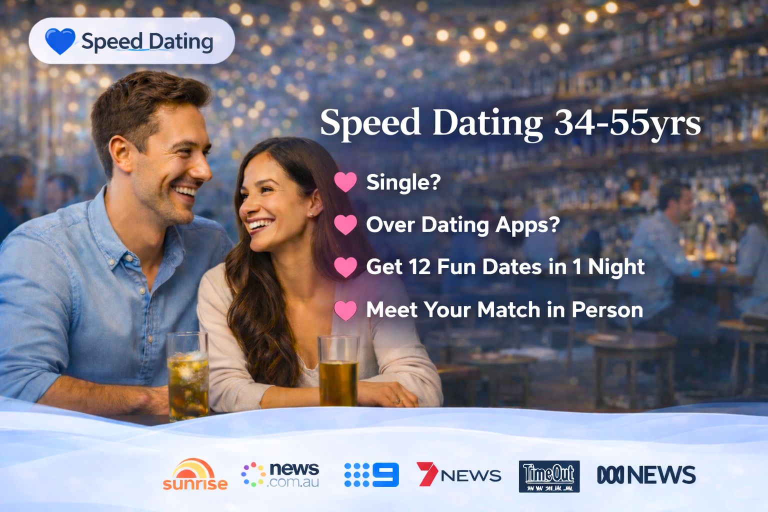 Speed Dating 34-55yrs event at Diesel Bar & Eatery in Melbourne